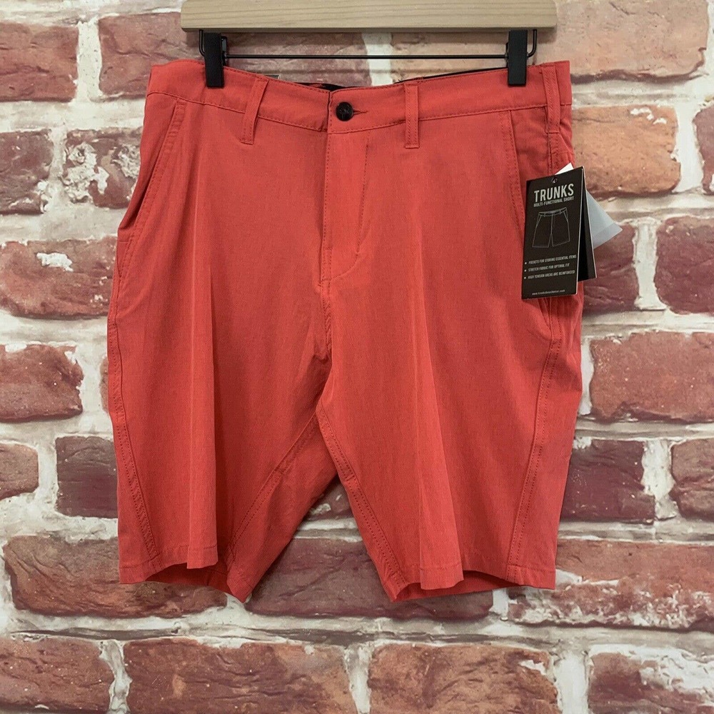 Trunks Shorts Men's Size 30 Coral Red Quick Dry Beach Pool Swim Resort Casual - Picture 11 of 13